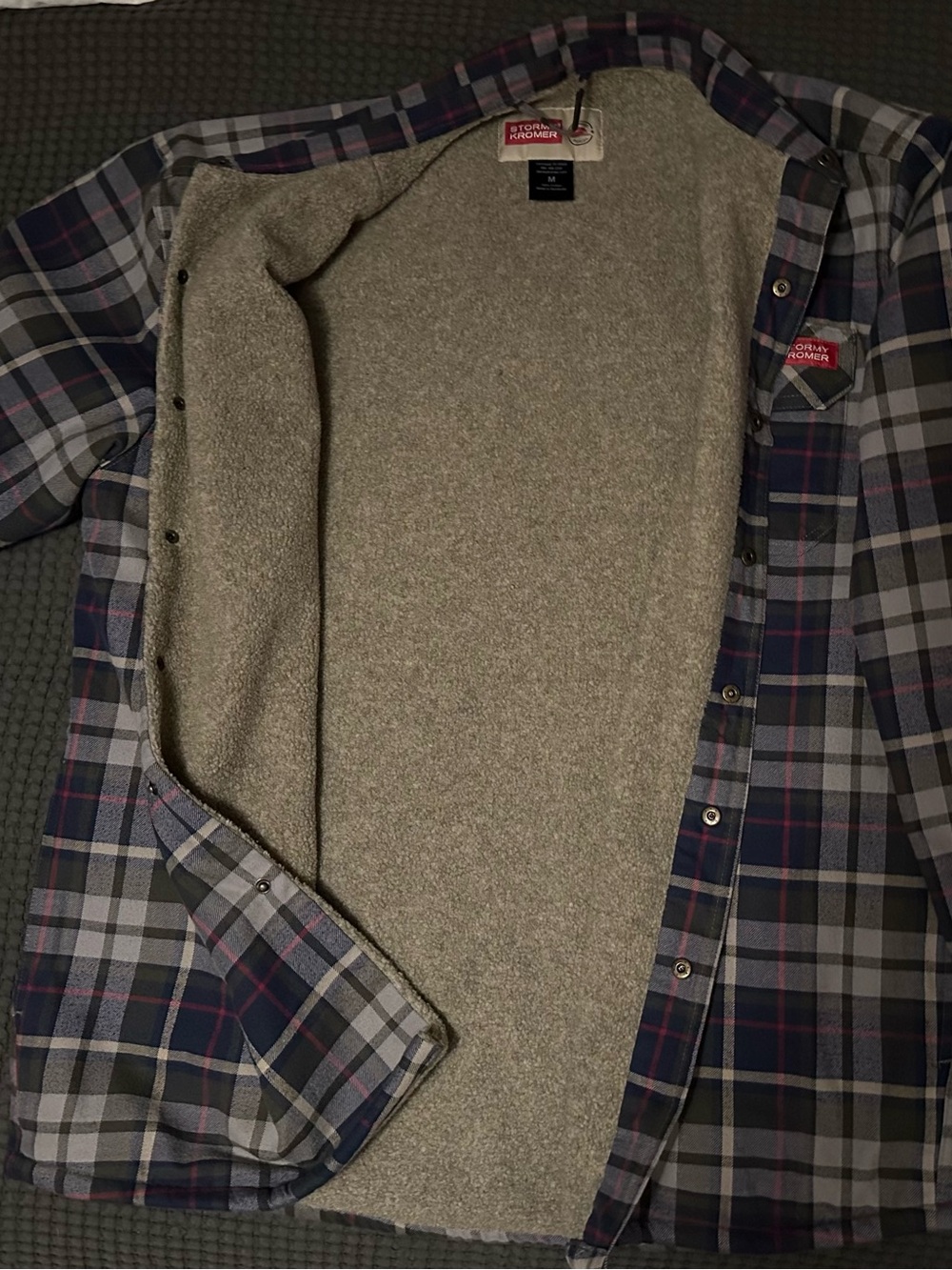 Stormy Kromer Navy and Gray Plaid Sherpa-Lined Shirt Jacket